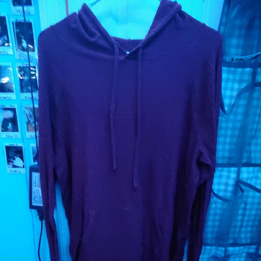 Maroon Hooded Long Sleeve Shirt